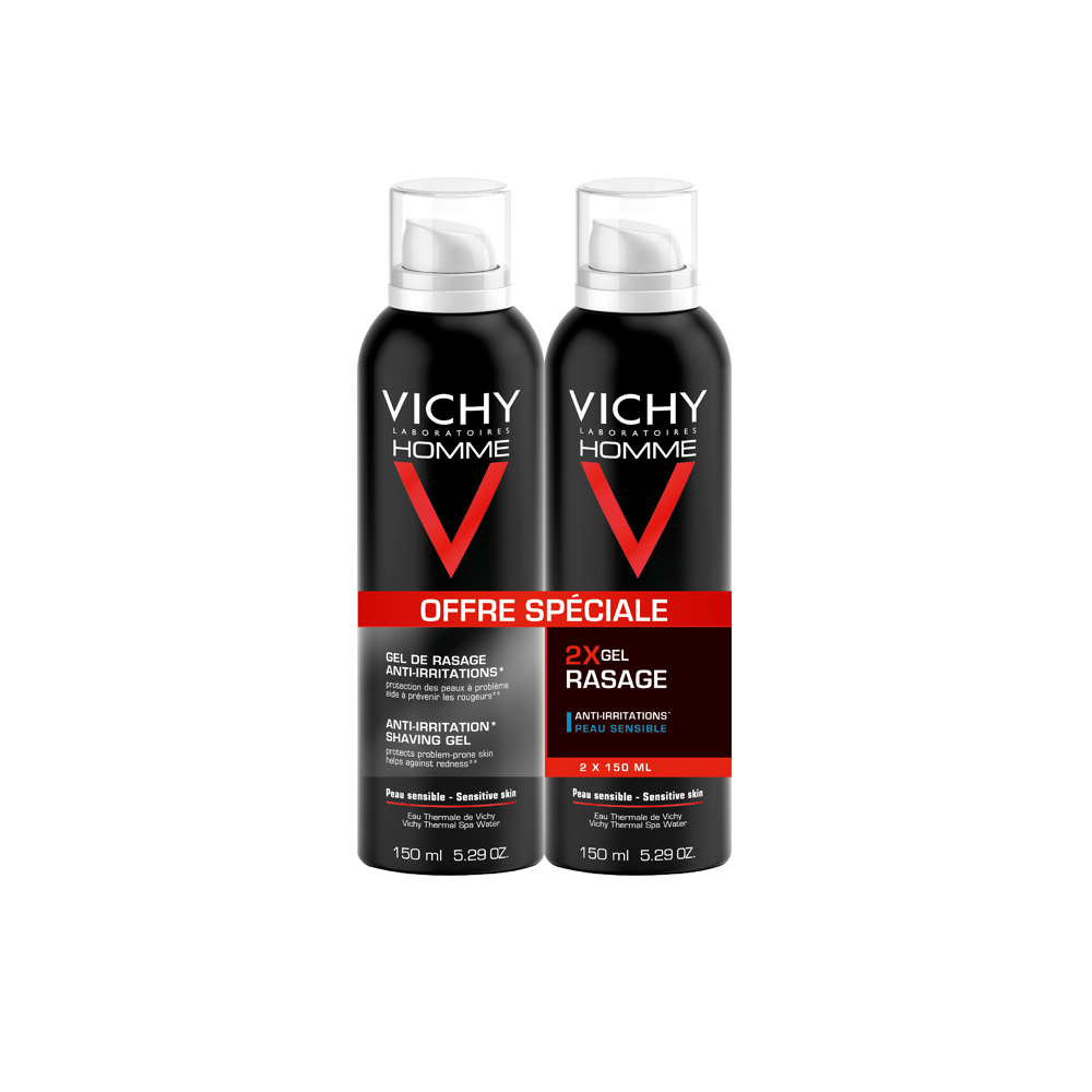 Vichy Homme gel de rasage anti-irritations 2x150ml