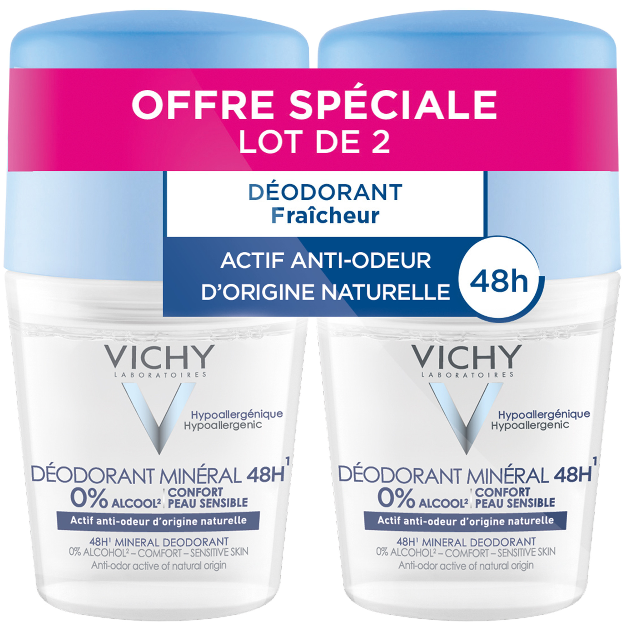 Déodorant minéral 48h roll-on 2x50ml