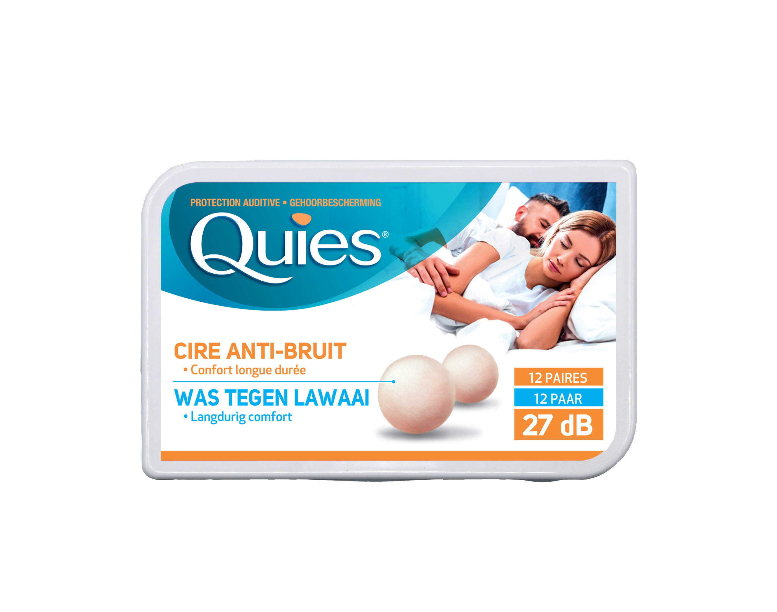 Quies protections auditives en cire naturelle - boite de 12 paires