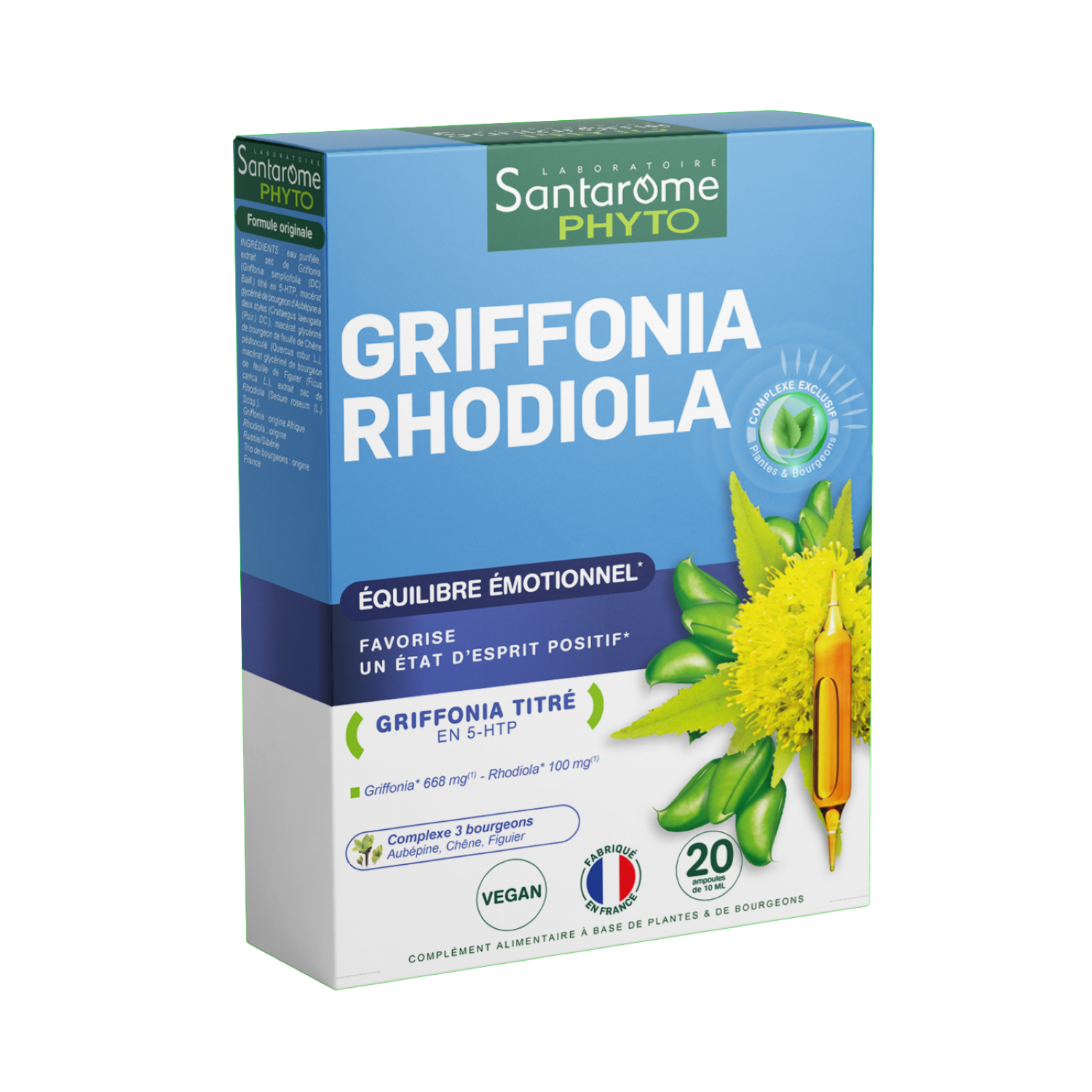 Griffonia rhodiola Equilibre de l'humeur 20 ampoules de 10ml