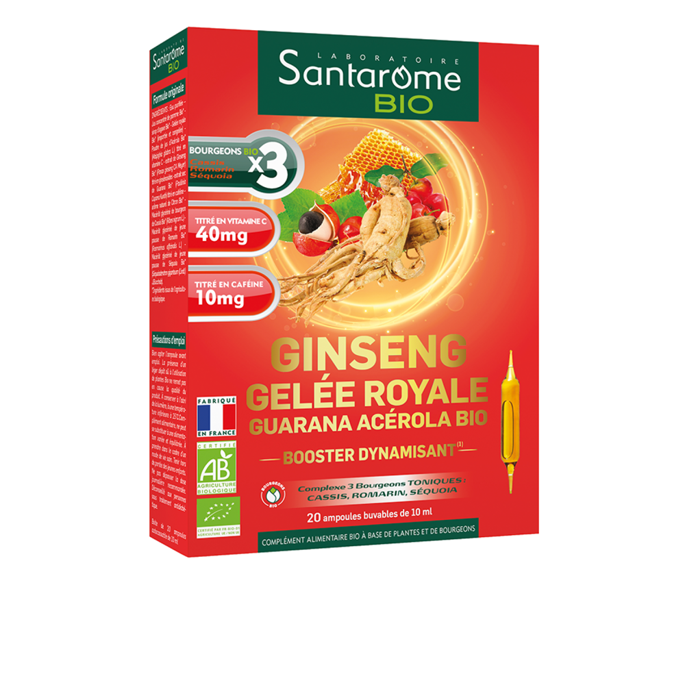 Ginseng gelée royale guarana acérola bio 20 ampoules de 10ml