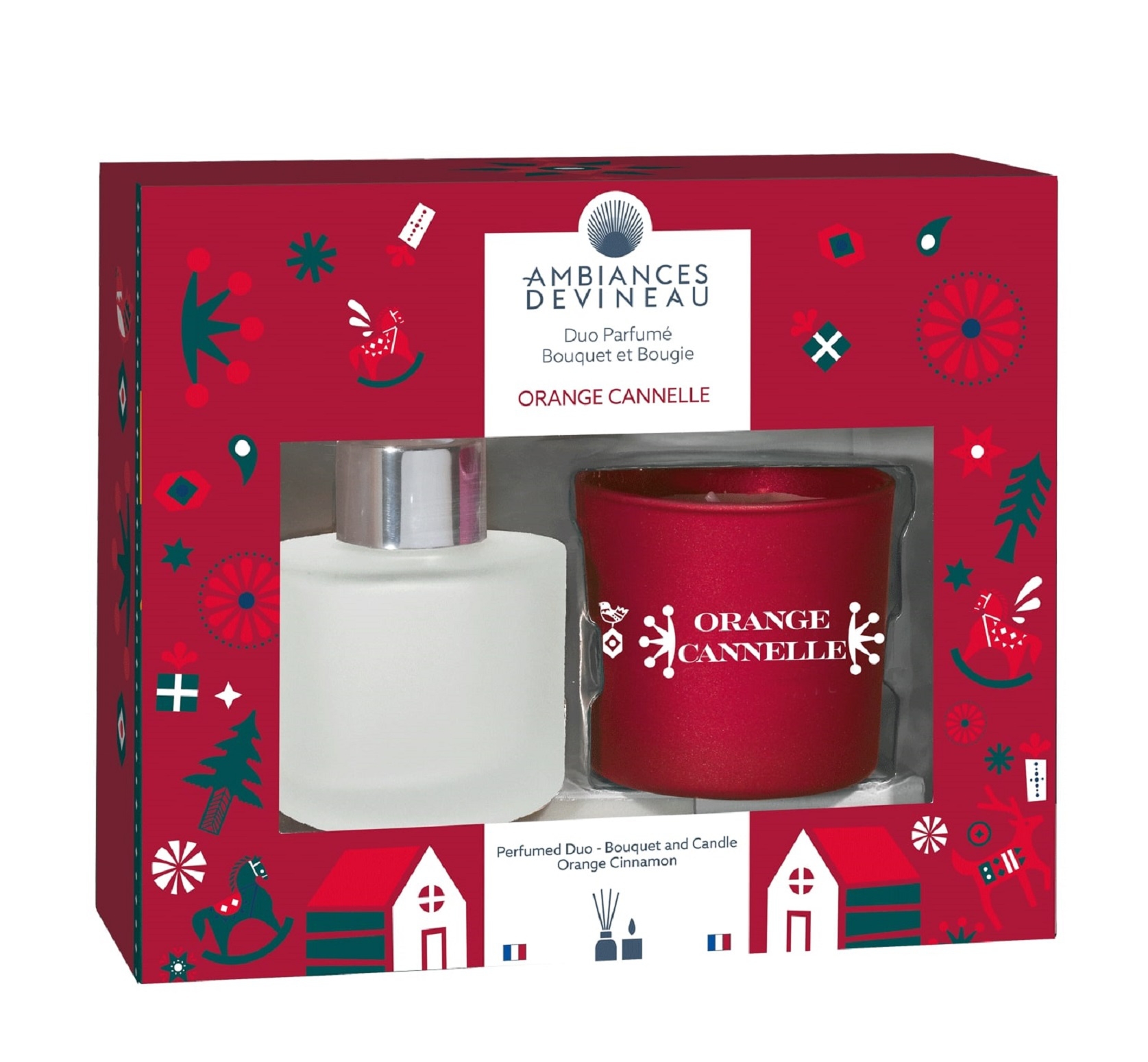 Coffret mini duo bougie Orange Cannelle et un bouquet 80 ml