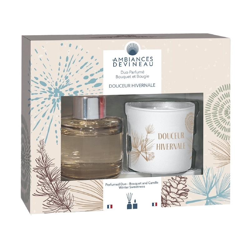 Coffret mini duo bougie Douceur Hivernale et un bouquet 80 ml