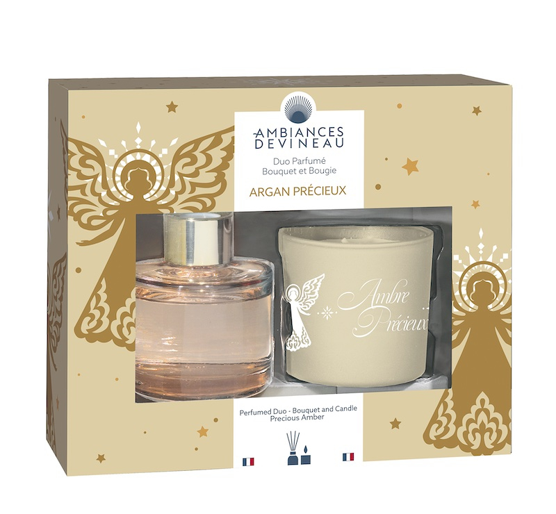 Coffret mini duo bougie Argan Precieux et un bouquet 80 ml
