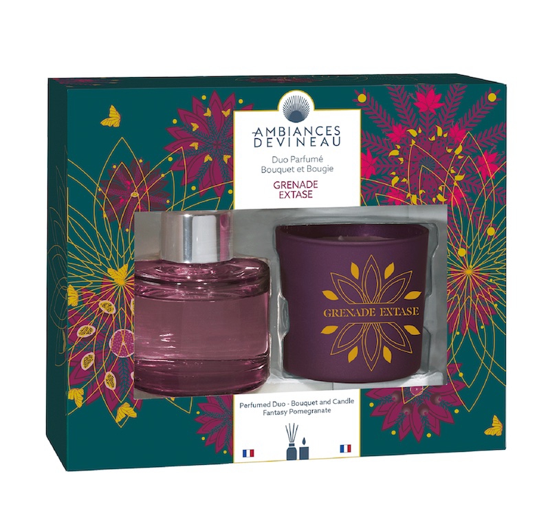 Coffret mini duo bougie Grenade extase et un bouquet 80 ml