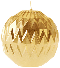 Bougie décoration moulée boule Or
