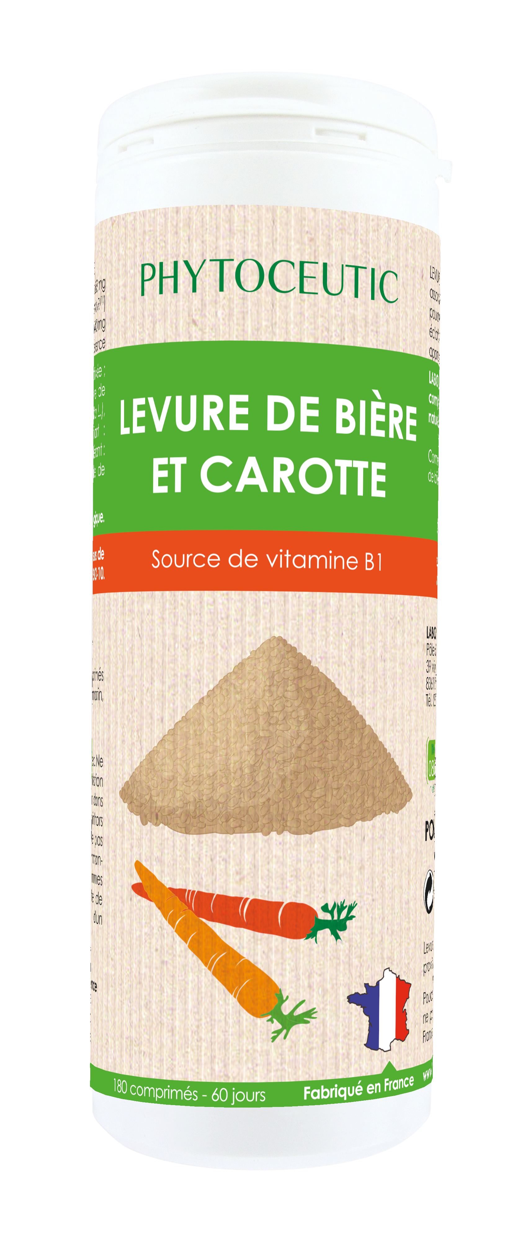 Levure de bière et Carotte 180 comprimés