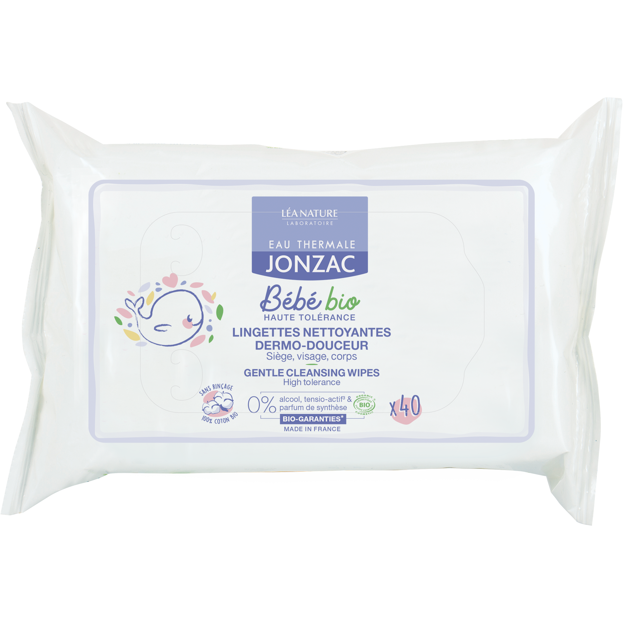 Lingettes nettoyantes bébé dermo-douceur 40 lingettes