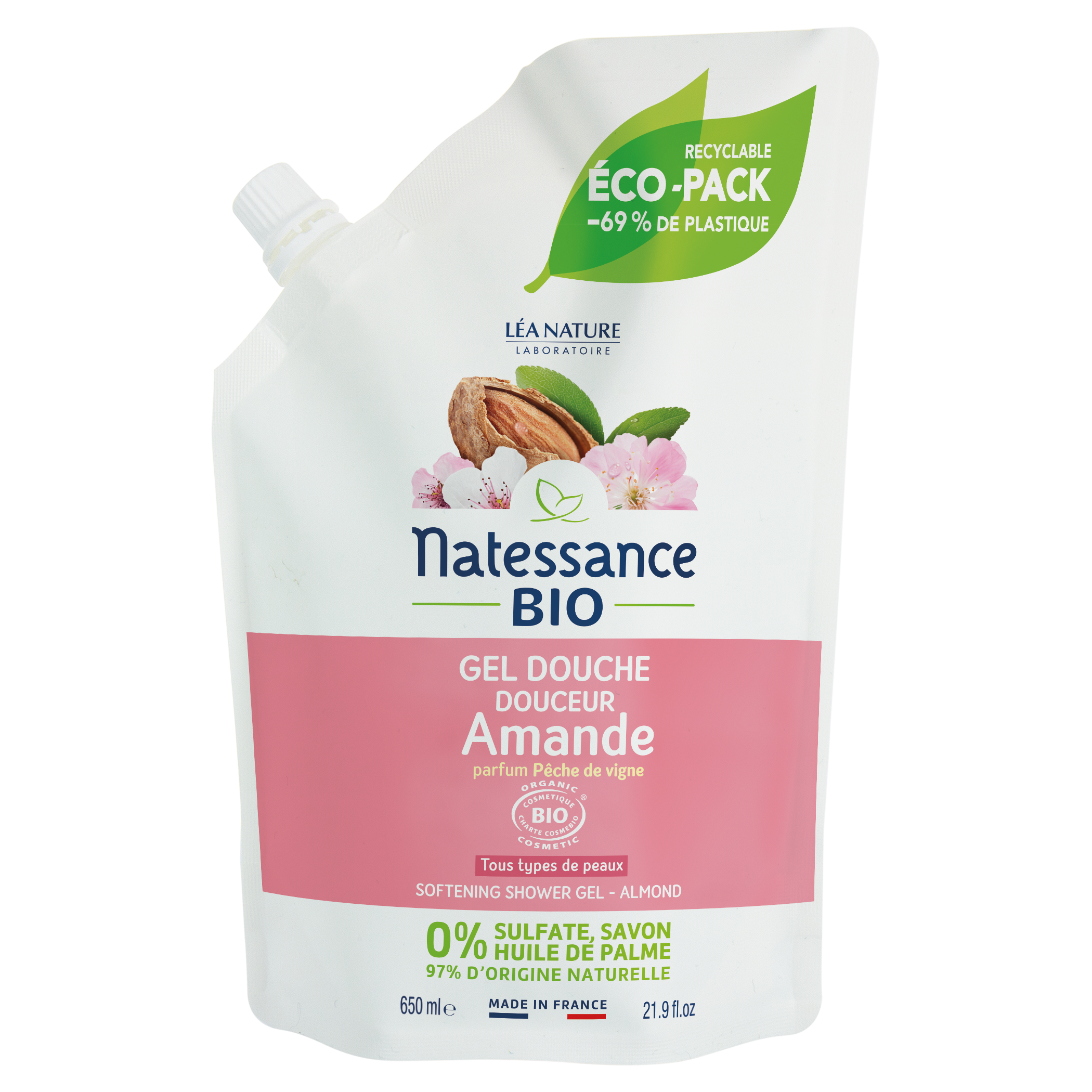 Gel douche douceur Amande parfum Pêche de vigne 650 ml