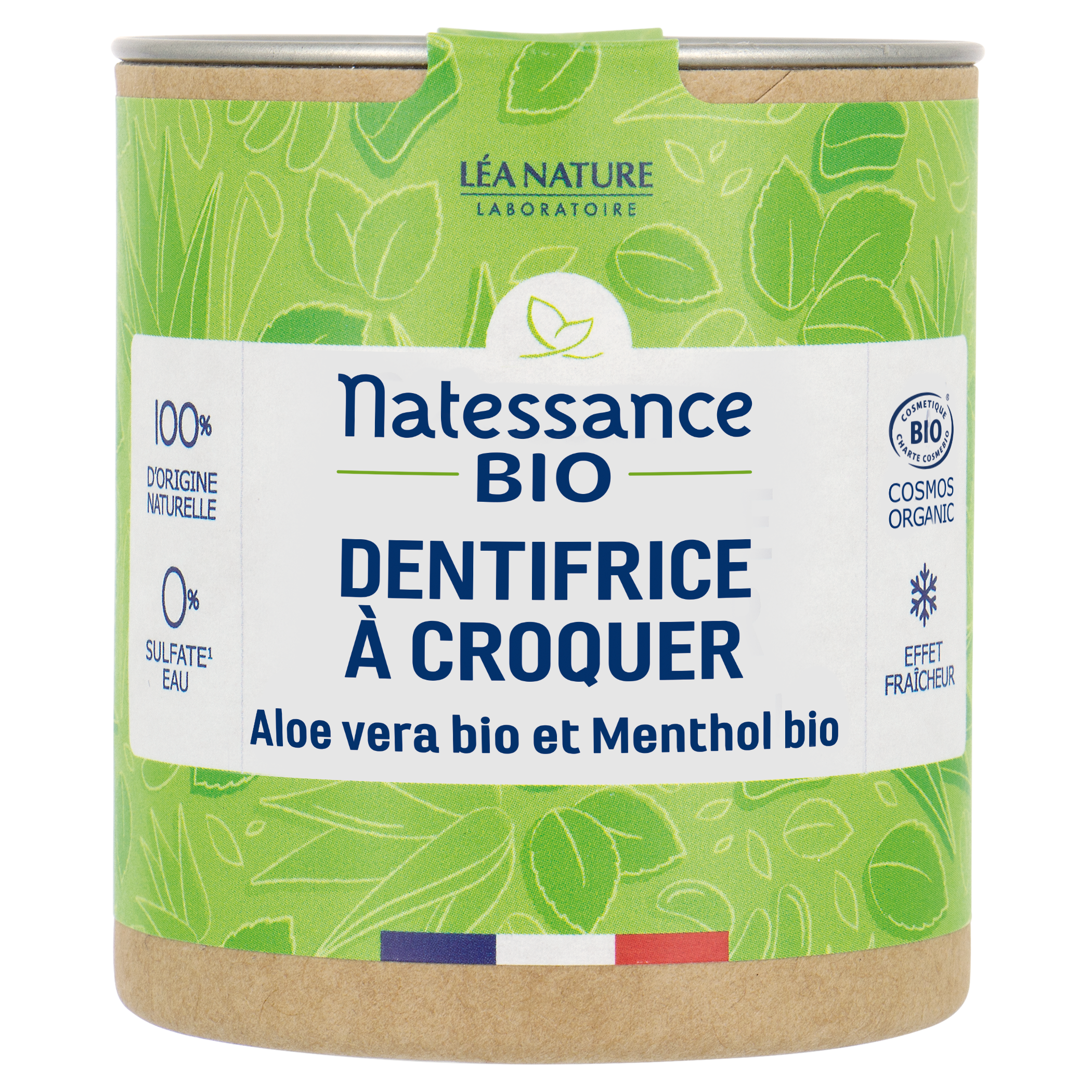 Dentifrice à croquer Aloe Vera et menthol bio 52g