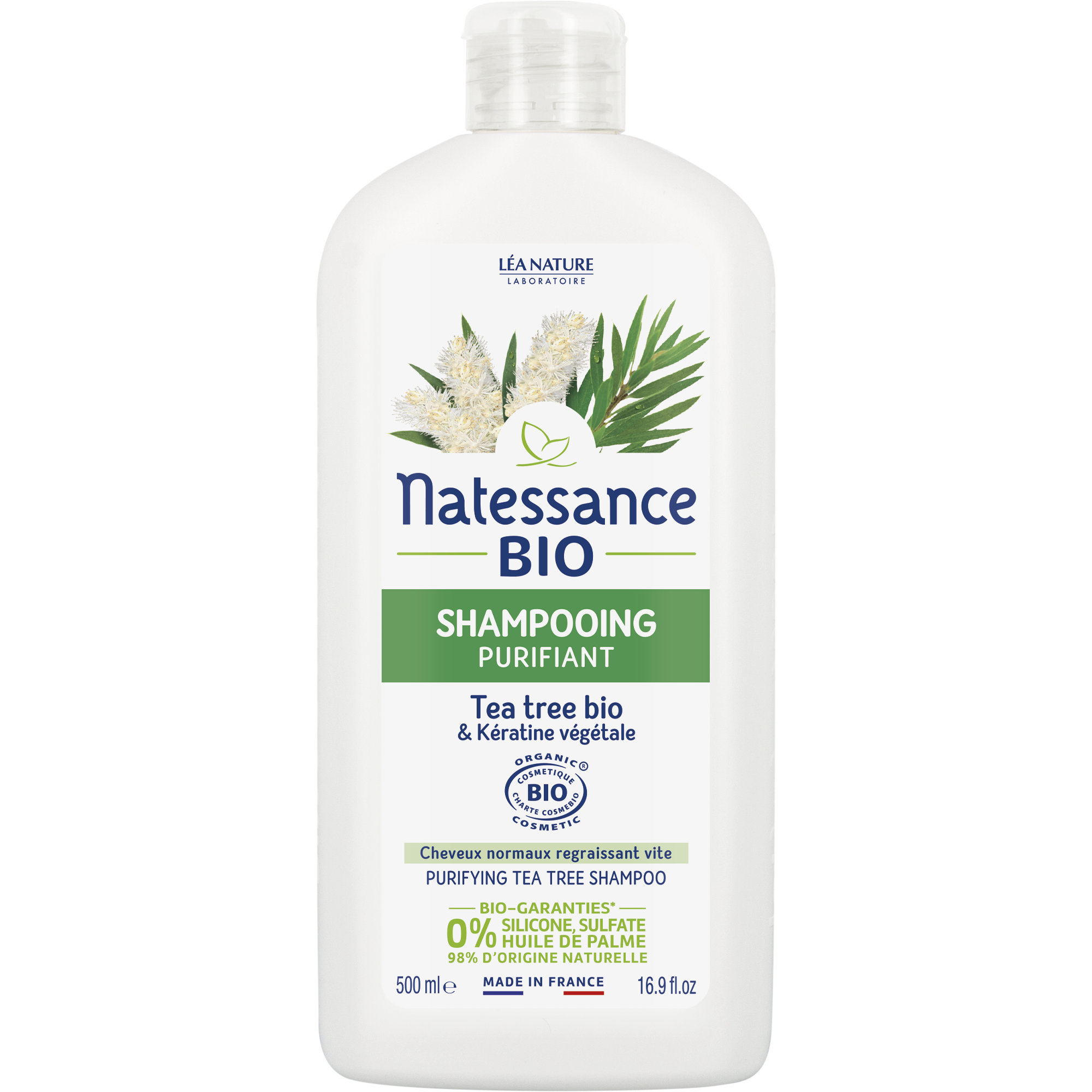 Shampooing purifiant - Tea Tree Bio et Kératine végétale 500ml