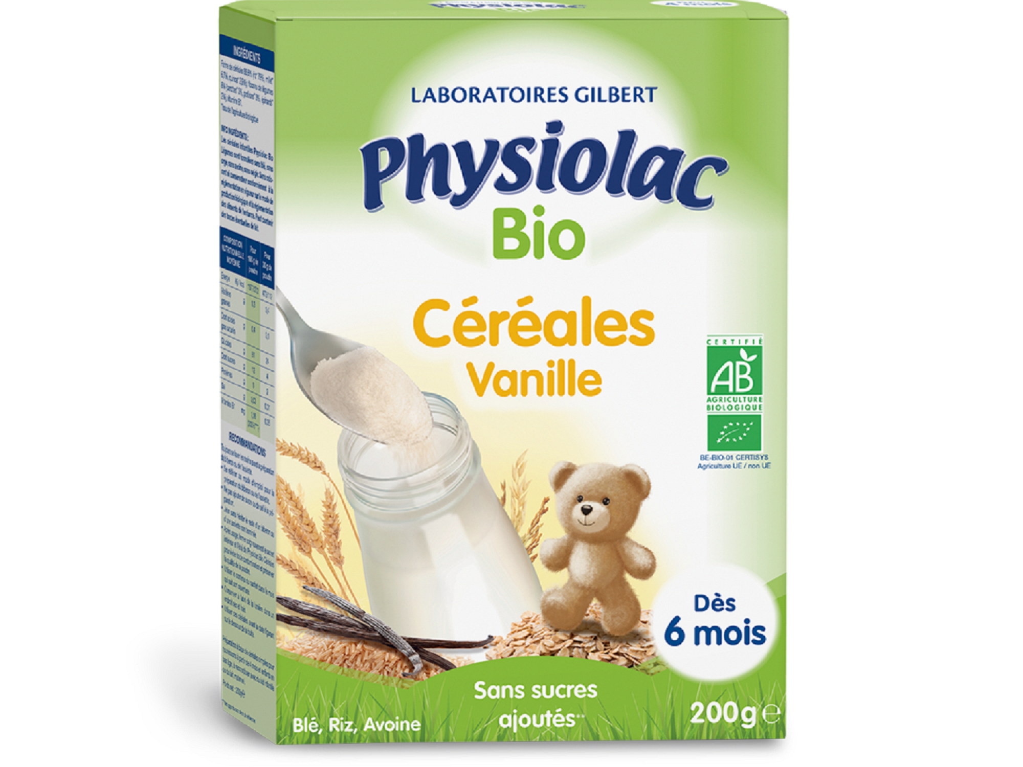 Physiolac Céréales Vanille bio 200g