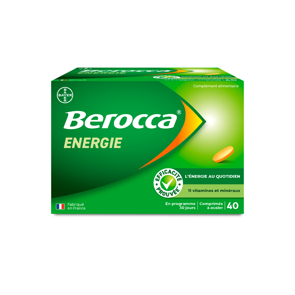Berocca Energie Vitamine B et C, Magnésium et Zinc 40 comprimés pelliculés