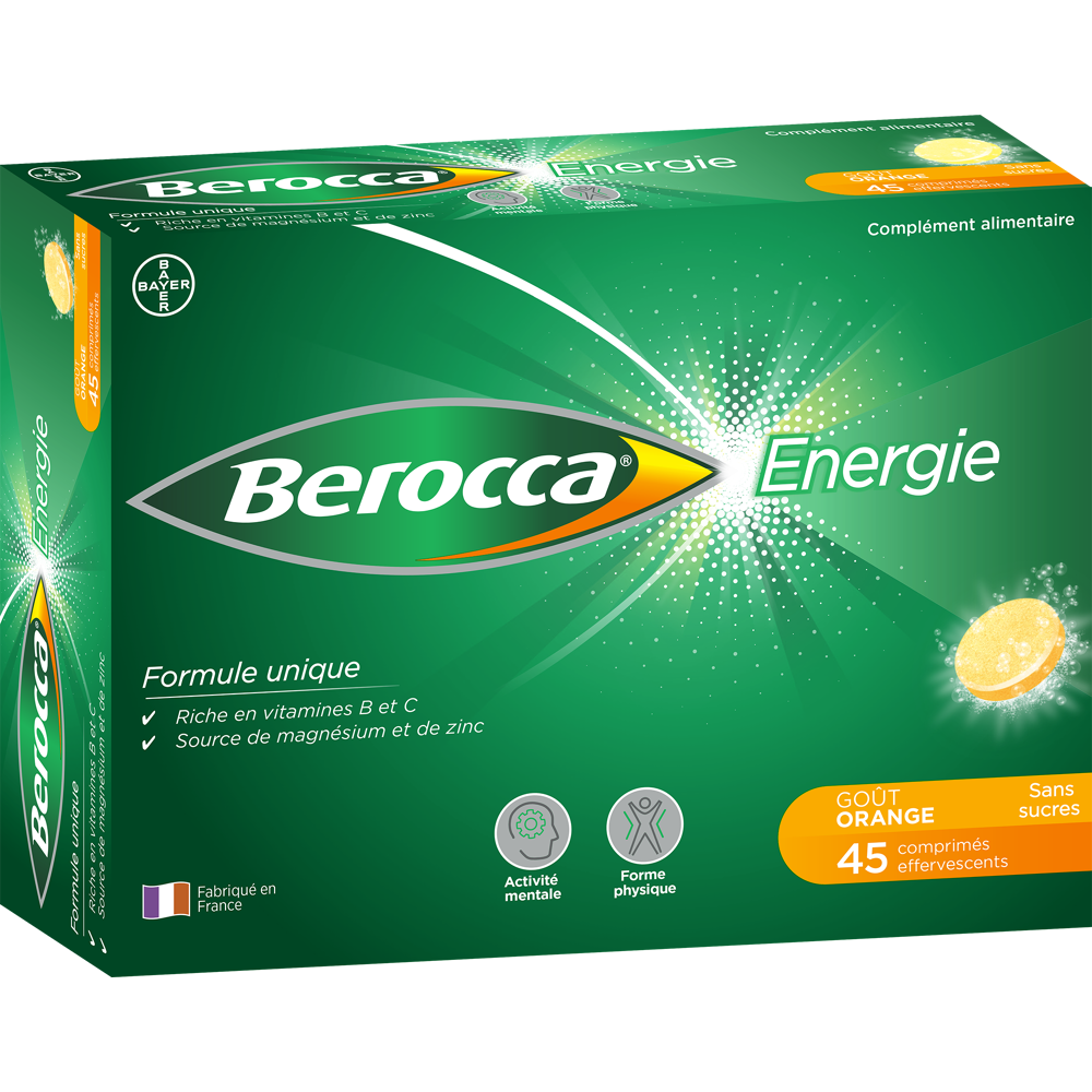 Berocca Energie Orange Vitamine B et C, Magnésium et Zinc 45 cps Effervescents