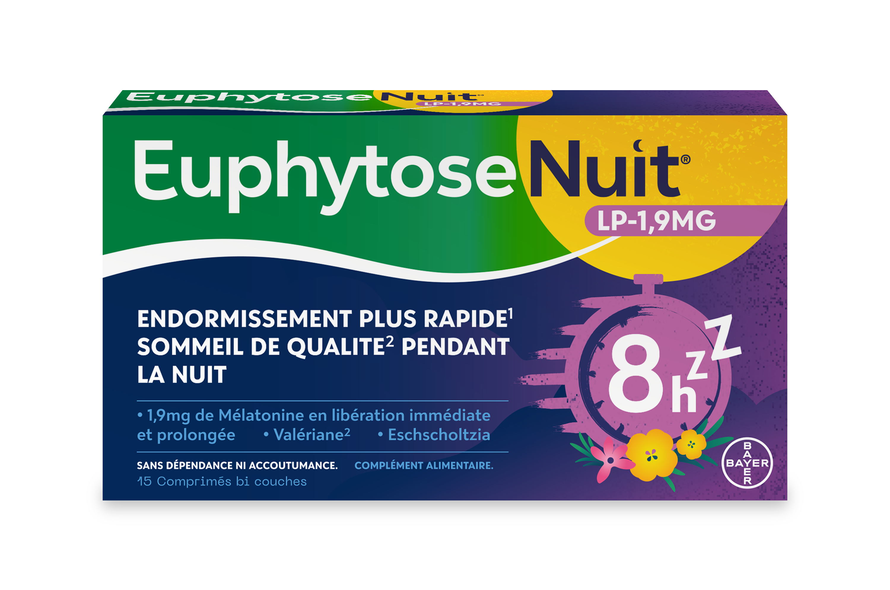 EuphytoseNuit Sommeil Mélatonine 1,9g en Libération Prolongée 15 Capsules