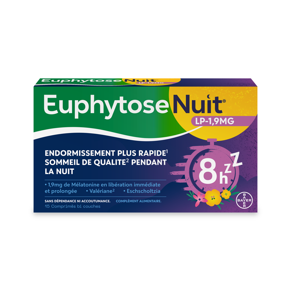 EuphytoseNuit Sommeil Mélatonine 1,9g en Libération Prolongée 15 Capsules