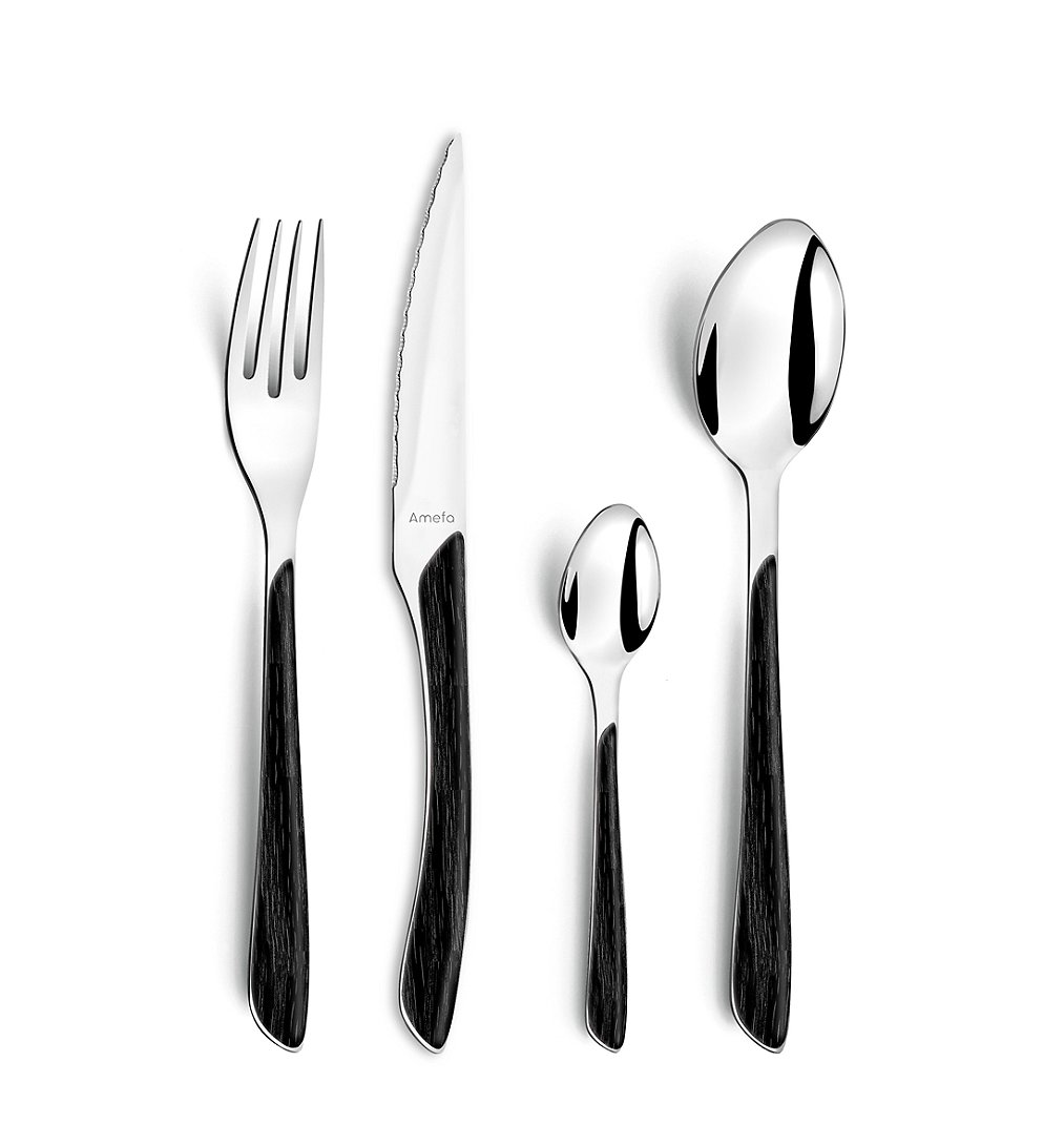 Ménagère 24 pièces Amefa Eclat Nature noir aspect bois