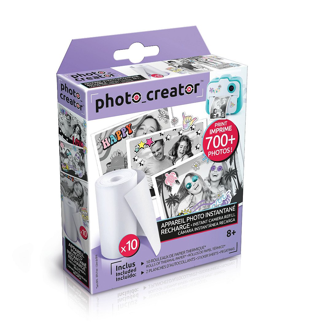 Appareil Photo Instantané - Recharge Avec 10 Rouleaux Et 2 Planches De Stickers