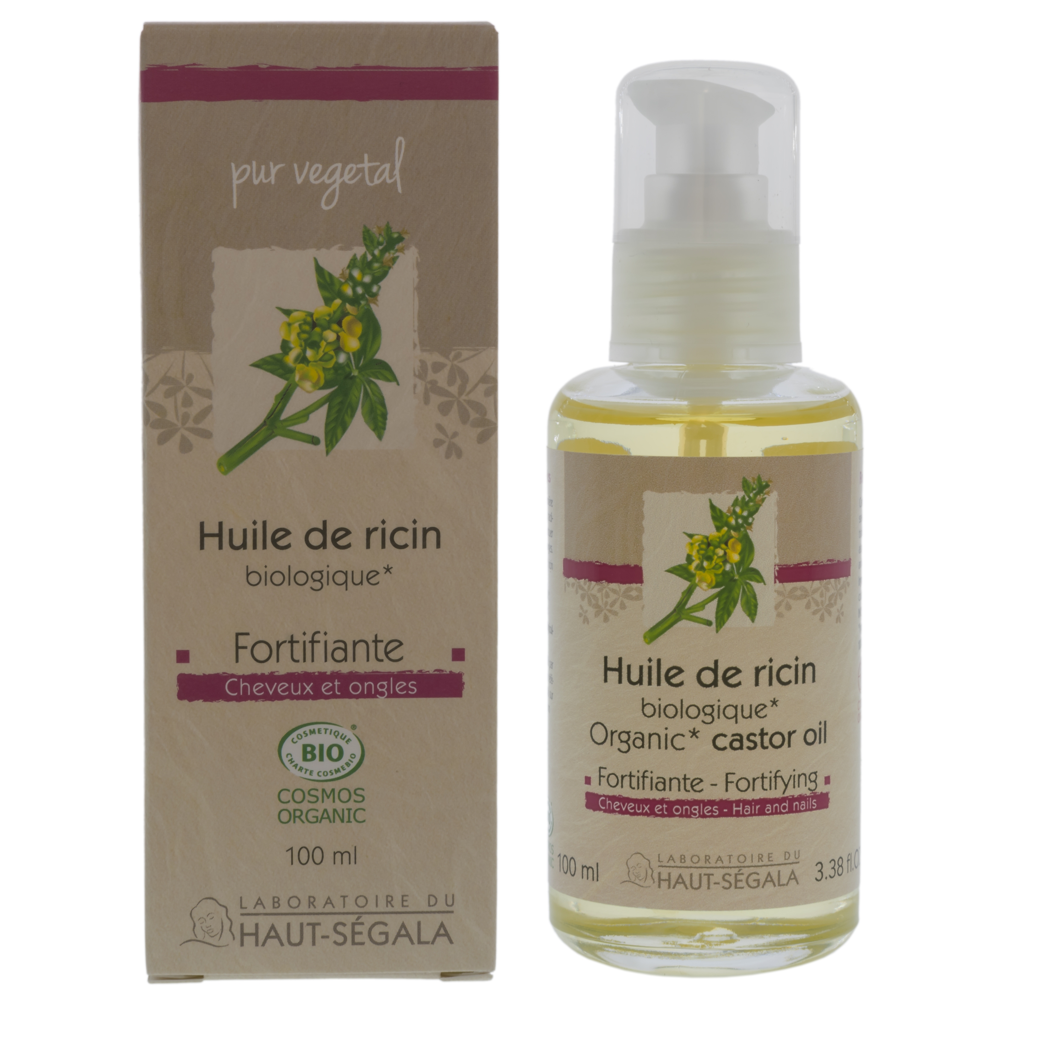 Huile végétale biologique de ricin 100 ml du Haut-Ségala