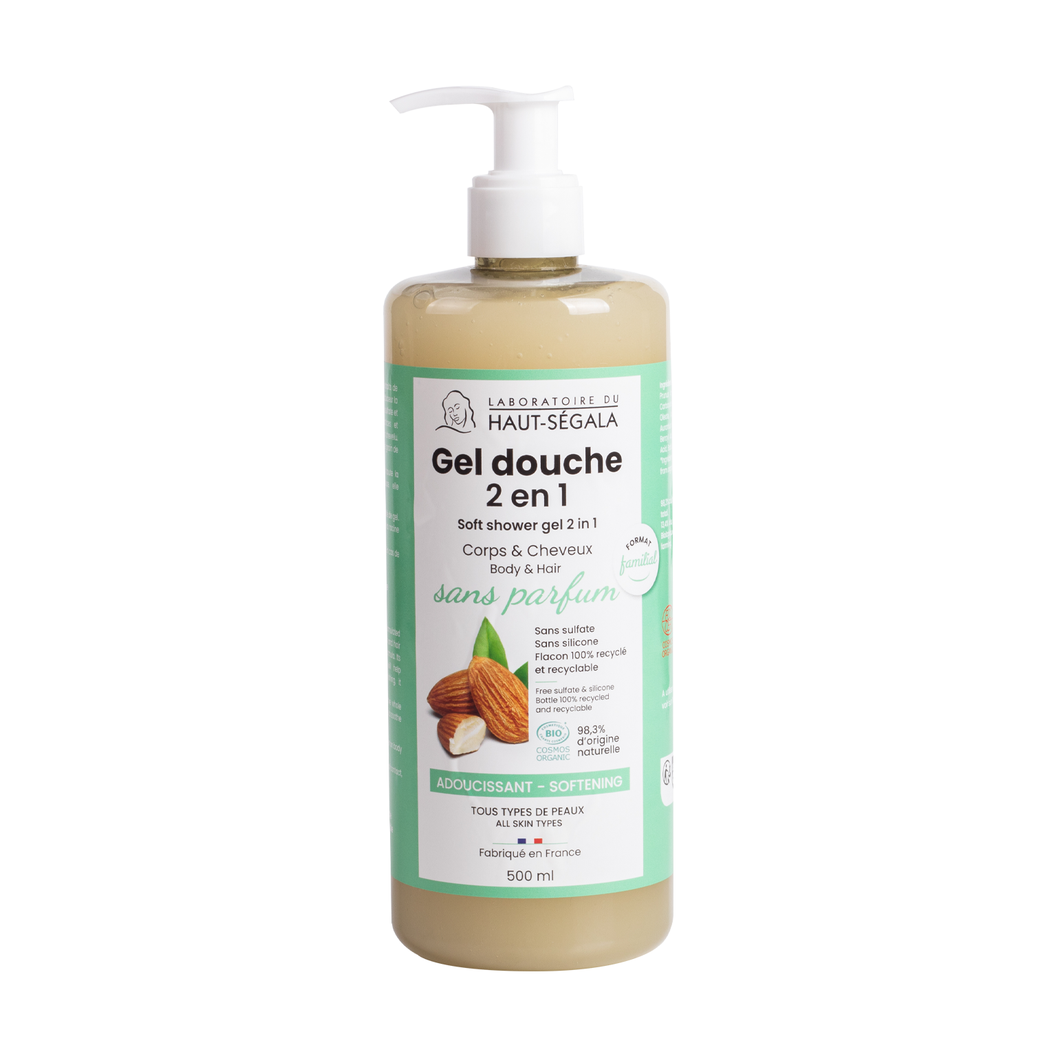 Gel Douche 2 En 1 Sans Parfum Biologique 500ml