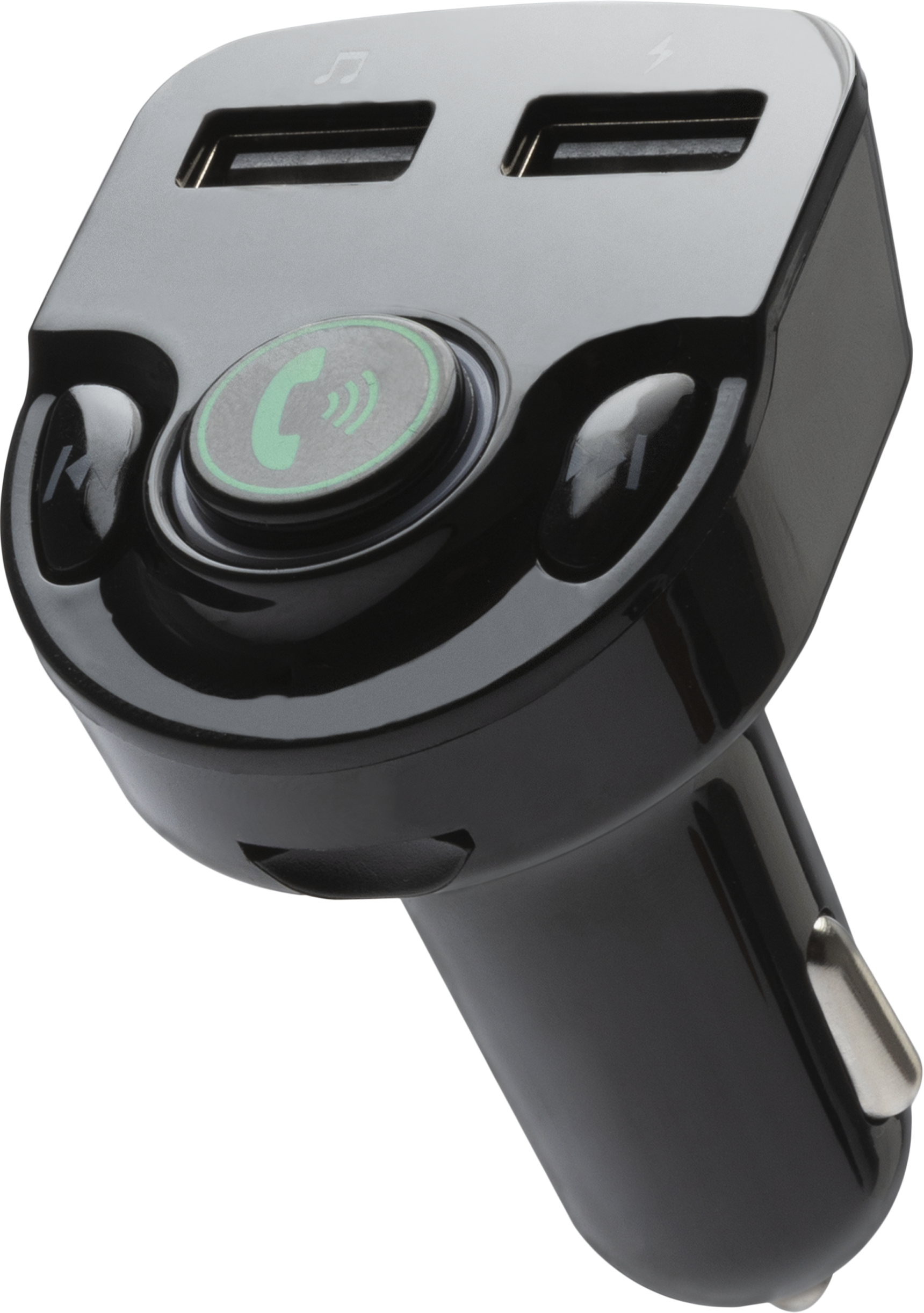 Double Chargeur voiture 2.4A avec transmetteur FM Noir Bigben