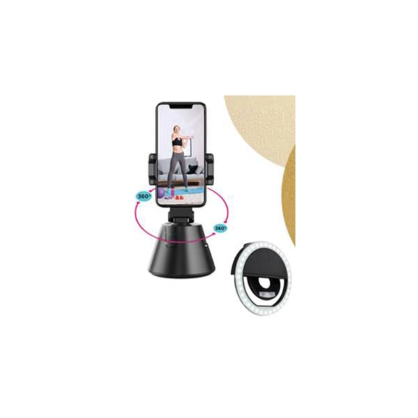 Kit Vlogging Support Rotatif avec Détecteur Mouvement 360° + Anneau LED pour Smartphone Bigben
