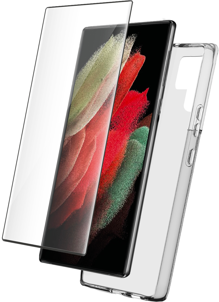 Pack Samsung G S22 Ultra 5G Coque Transparente + Verre trempé Bigben