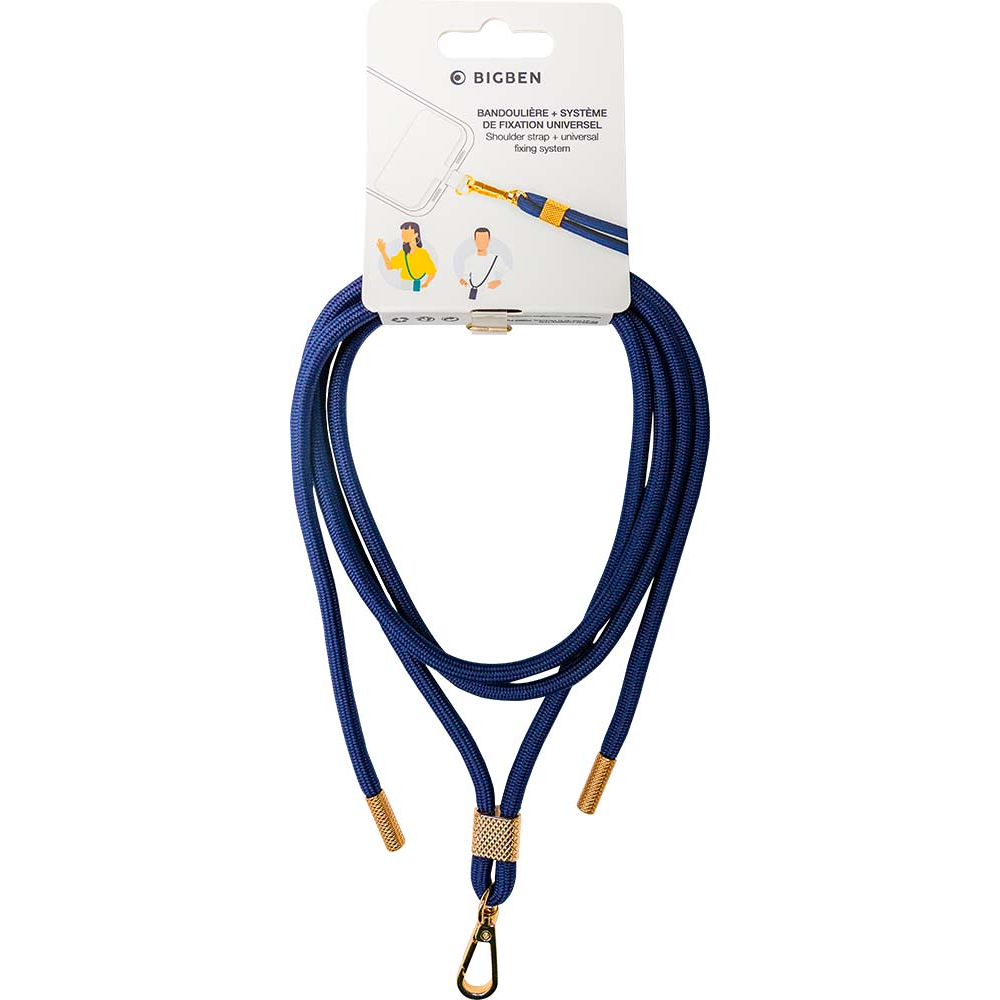 Bandoulière Universelle Amovible Longueur Ajustable Bleu Marine avec Détail Gold Bigben