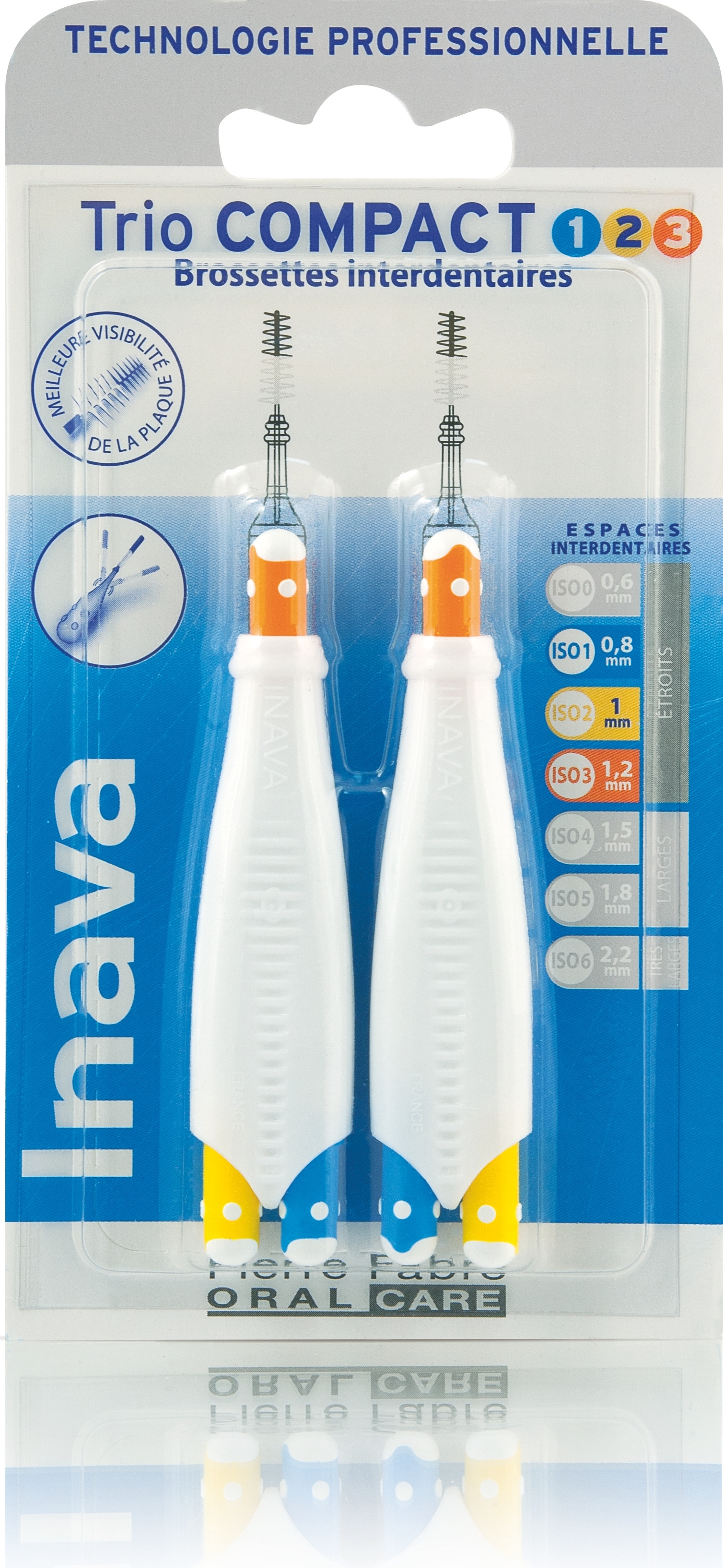 Brossettes Trio Compact mixte 123 bleu 0,8mm/ jaune 1mm/ orange 1,2mm