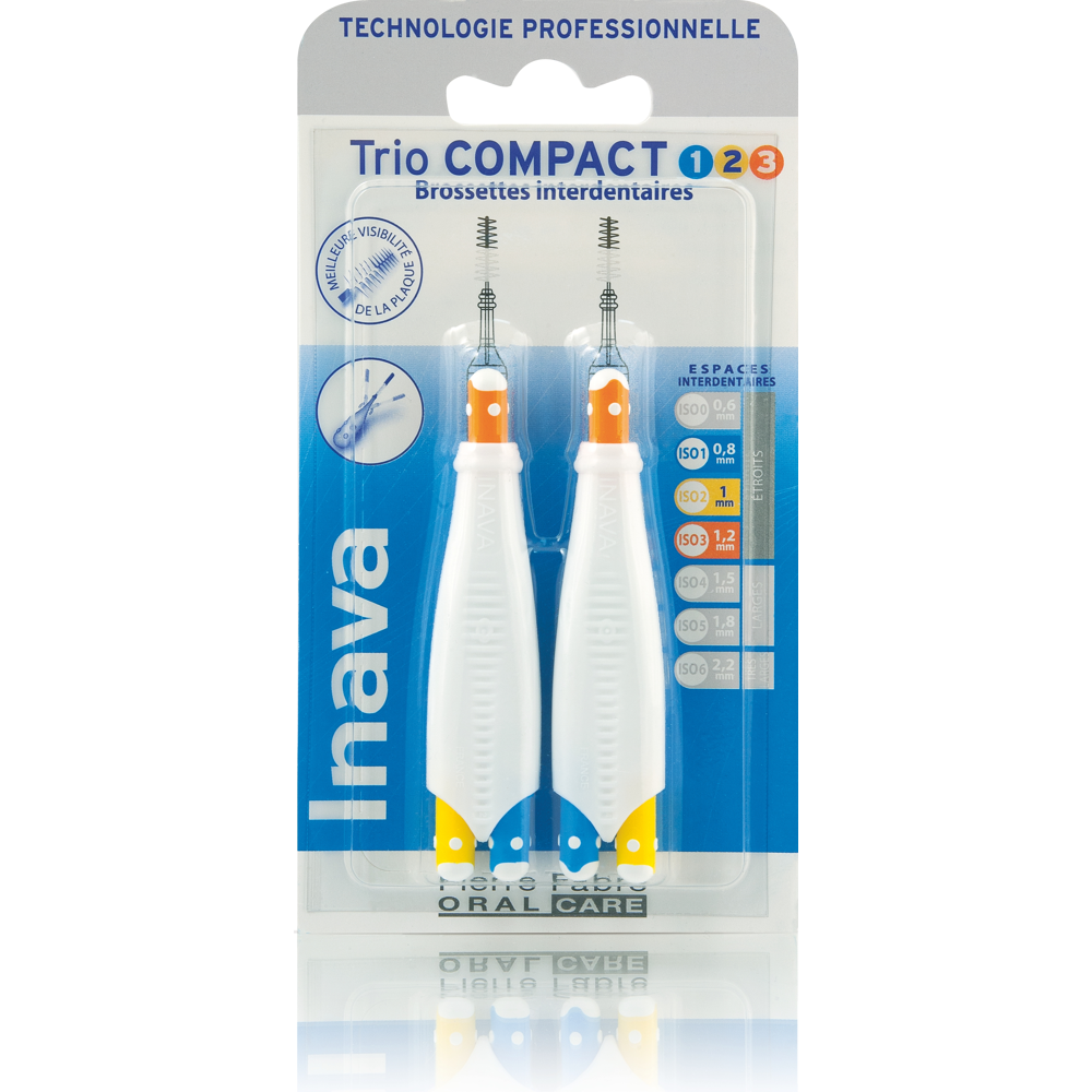 Brossettes Trio Compact mixte 123 bleu 0,8mm/ jaune 1mm/ orange 1,2mm