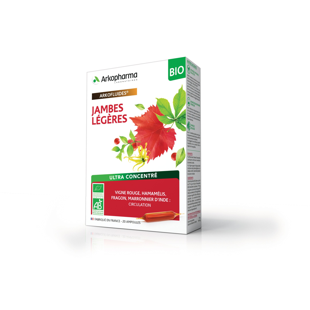 Arkofluides jambes légères bio 20 ampoules