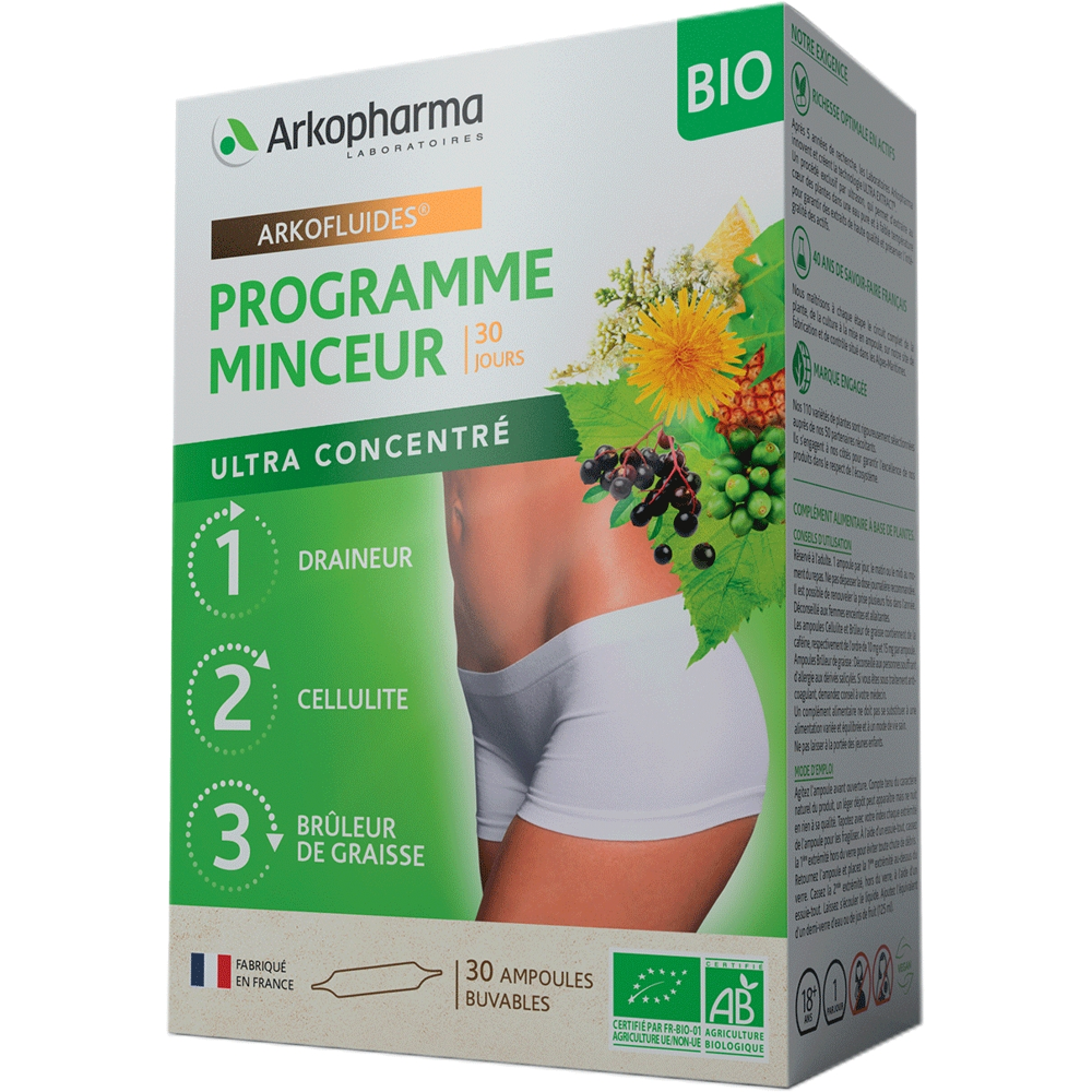 Arkofluides programme minceur bio 30 ampoules de 10 ml
