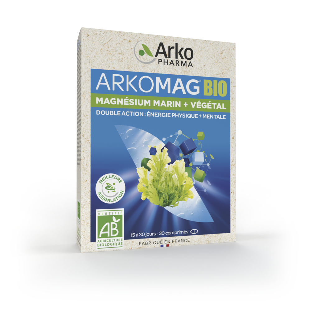 Arkomag Double Magnésium Bio - Dès 6 ans 30 comprimés à avaler Nouveau