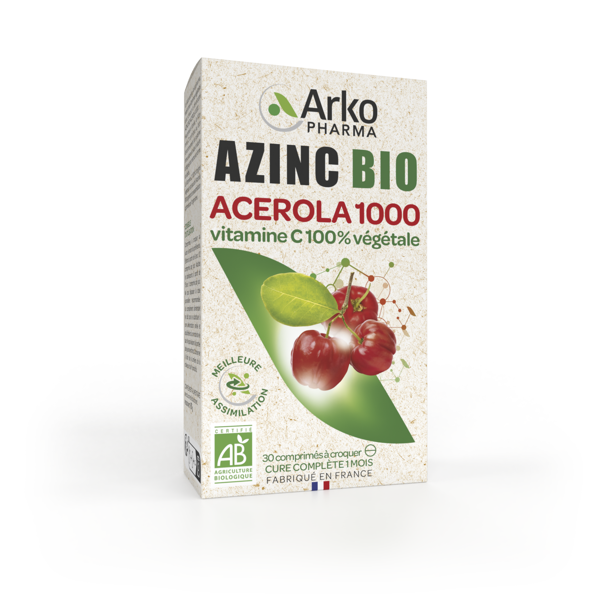 Azinc Naturel Acerola 1000 Bio 30 Comprimés
