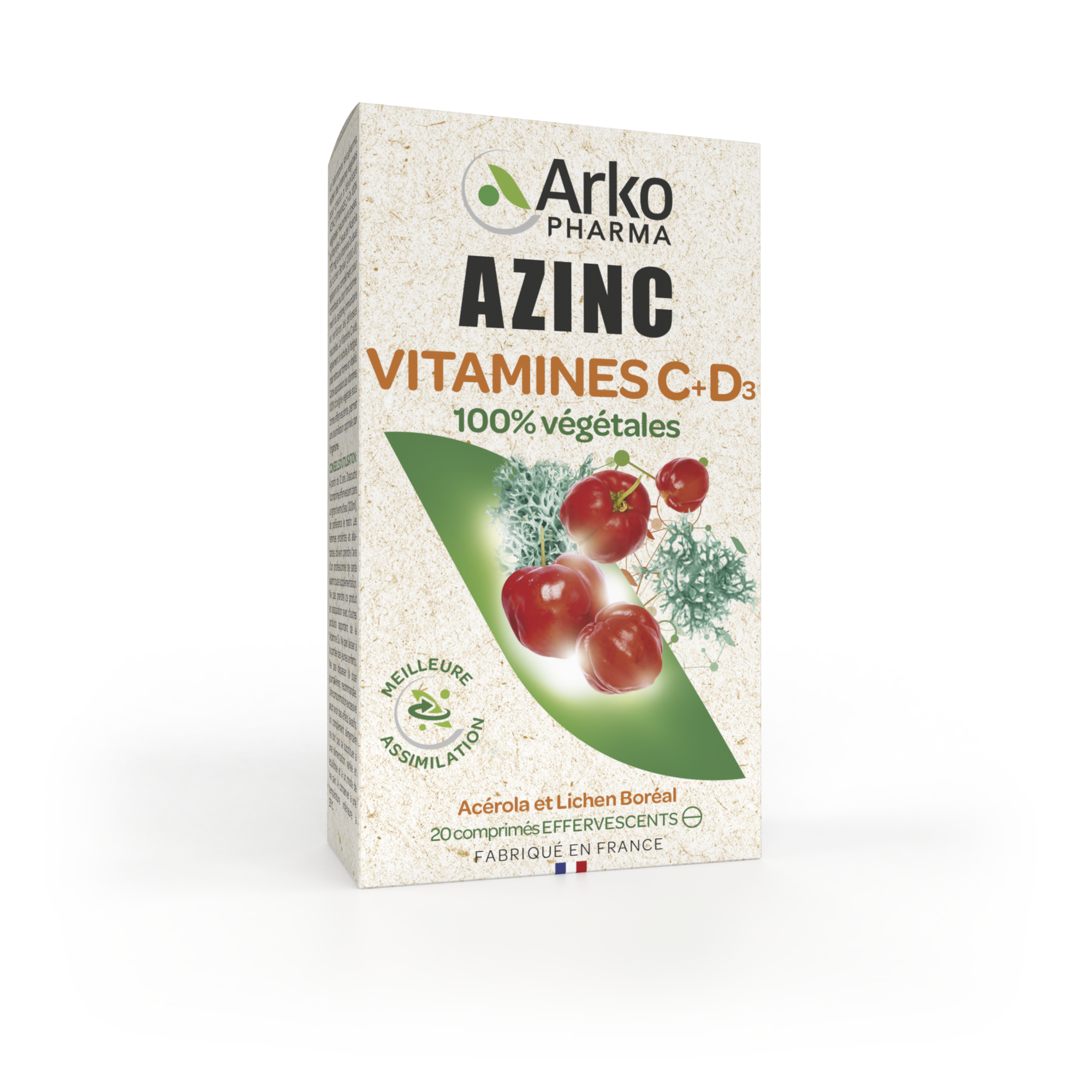 Azinc Naturel Vitamines C + D 20 Comprimés Effervescents