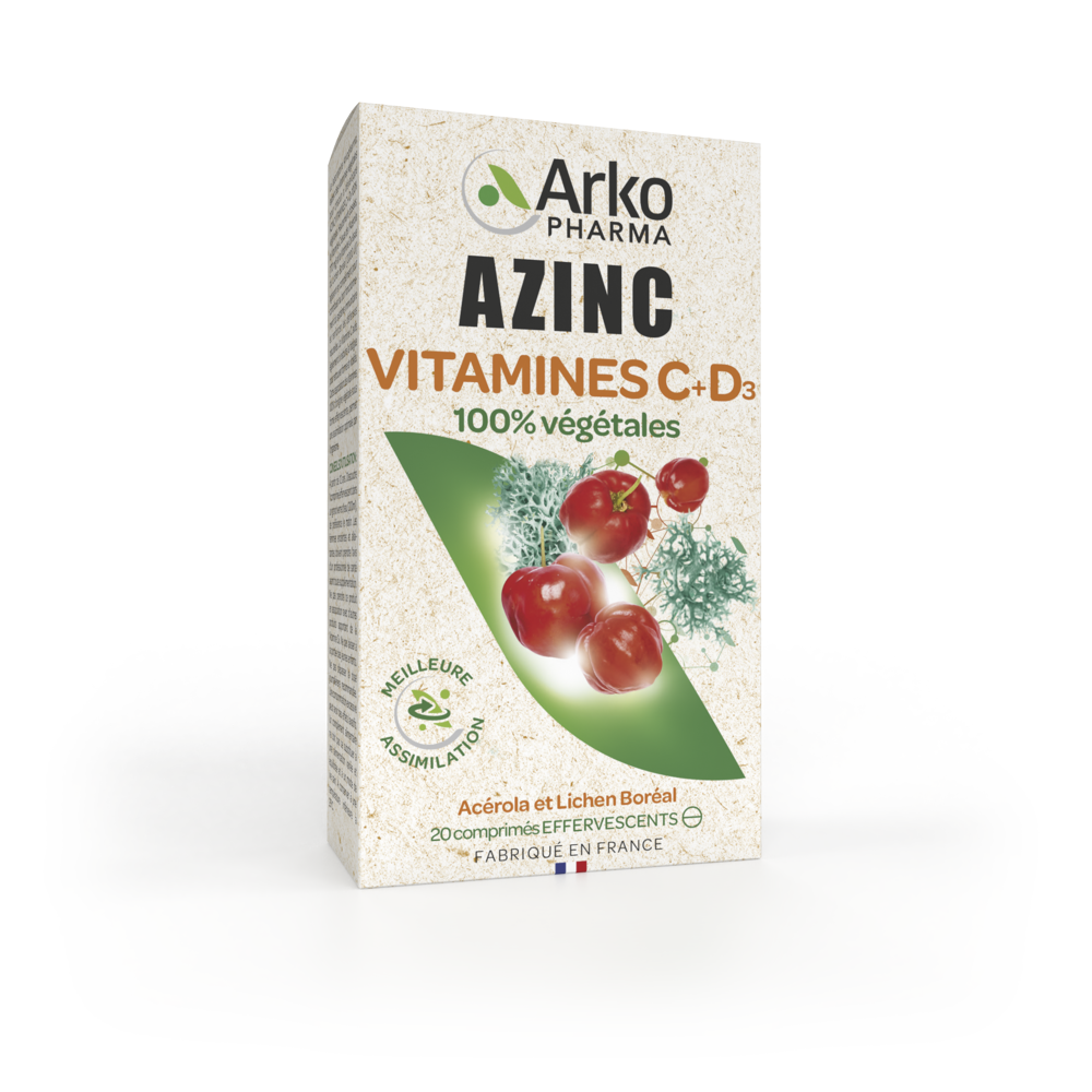 Azinc Naturel Vitamines C + D 20 Comprimés Effervescents