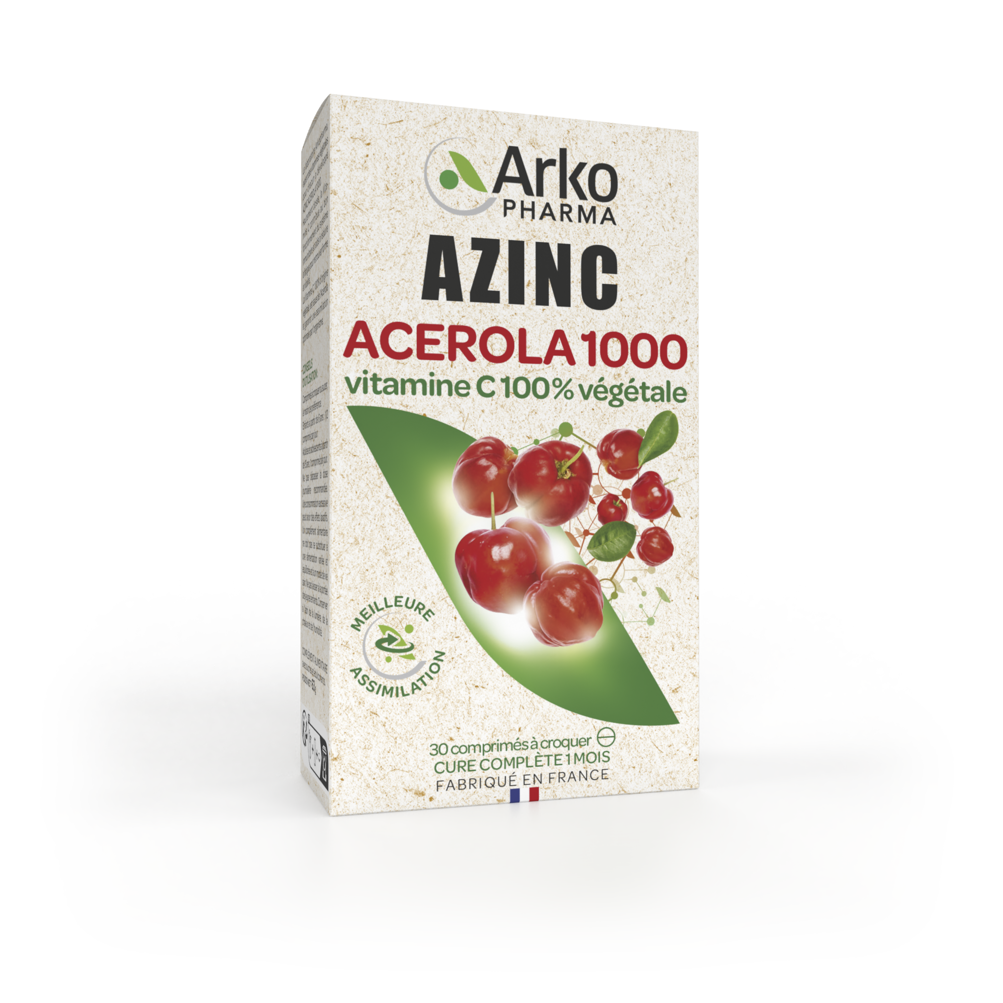 Azinc Naturel Acerola 1000 Vitamine C 100% 30 Comprimés
