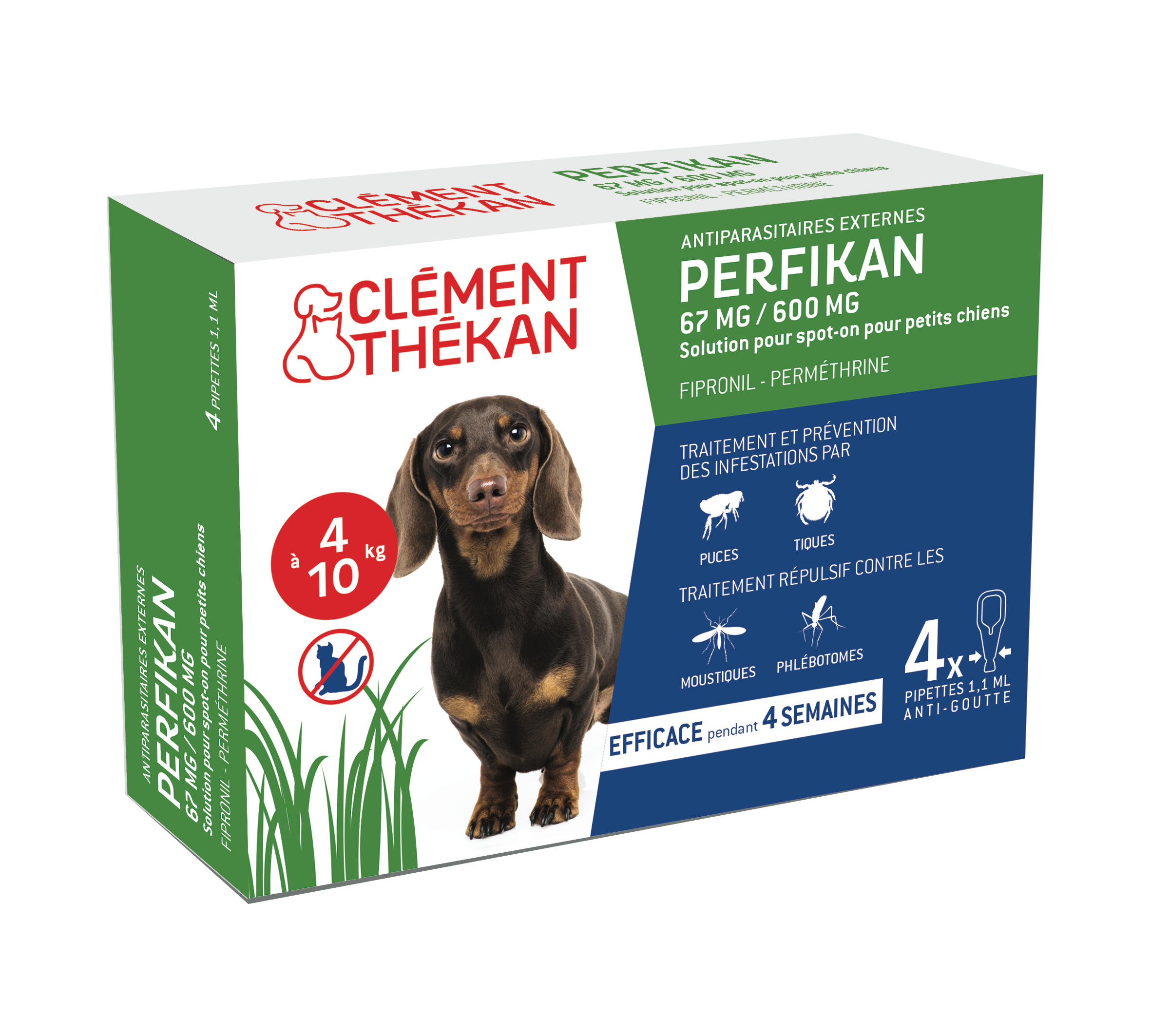 Anti-Puces Anti-Tiques Chien 4-10kg 4 Pipettes
