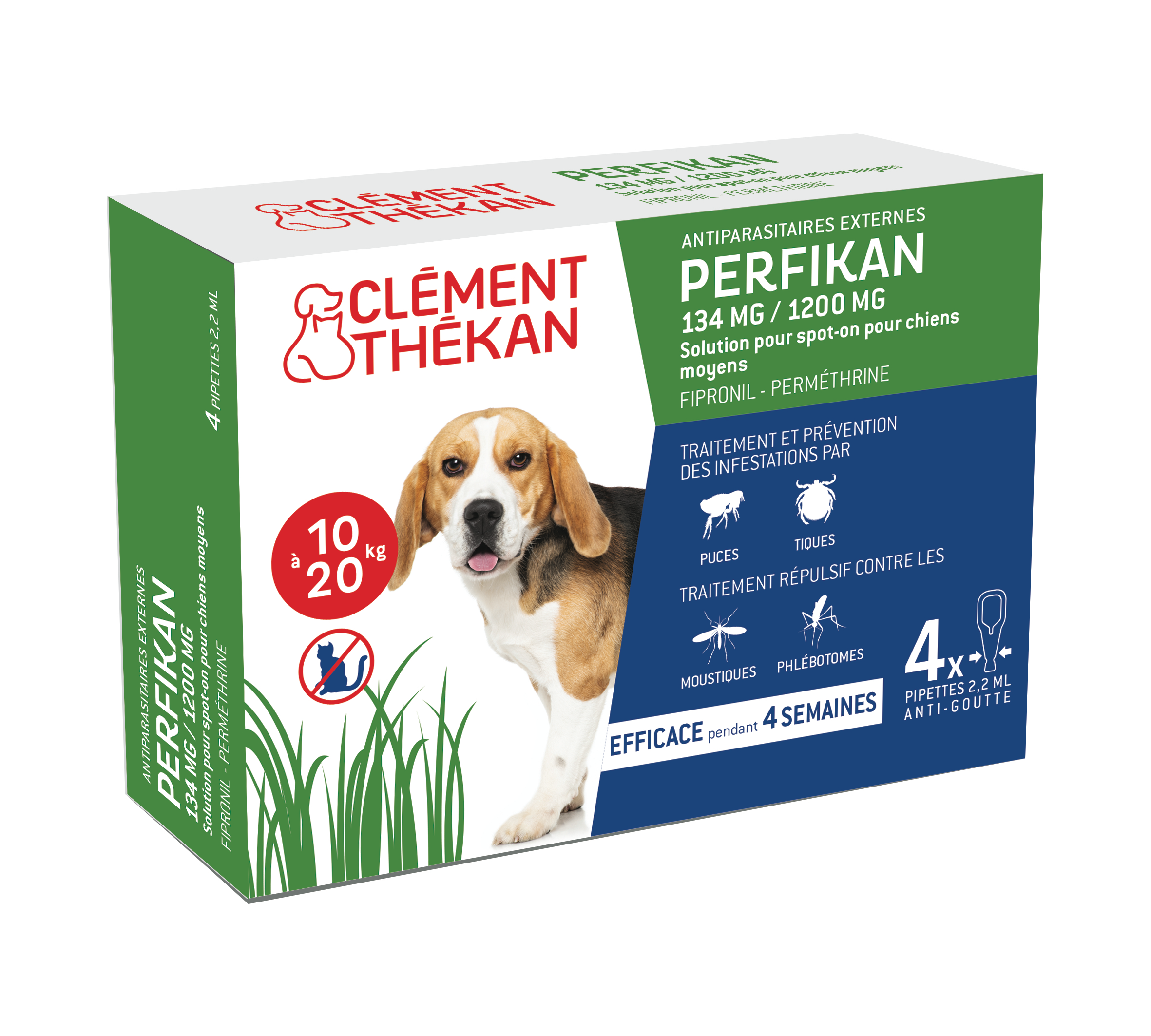 Anti-Puces Anti-Tiques Chien 10-20kg 4 Pipettes