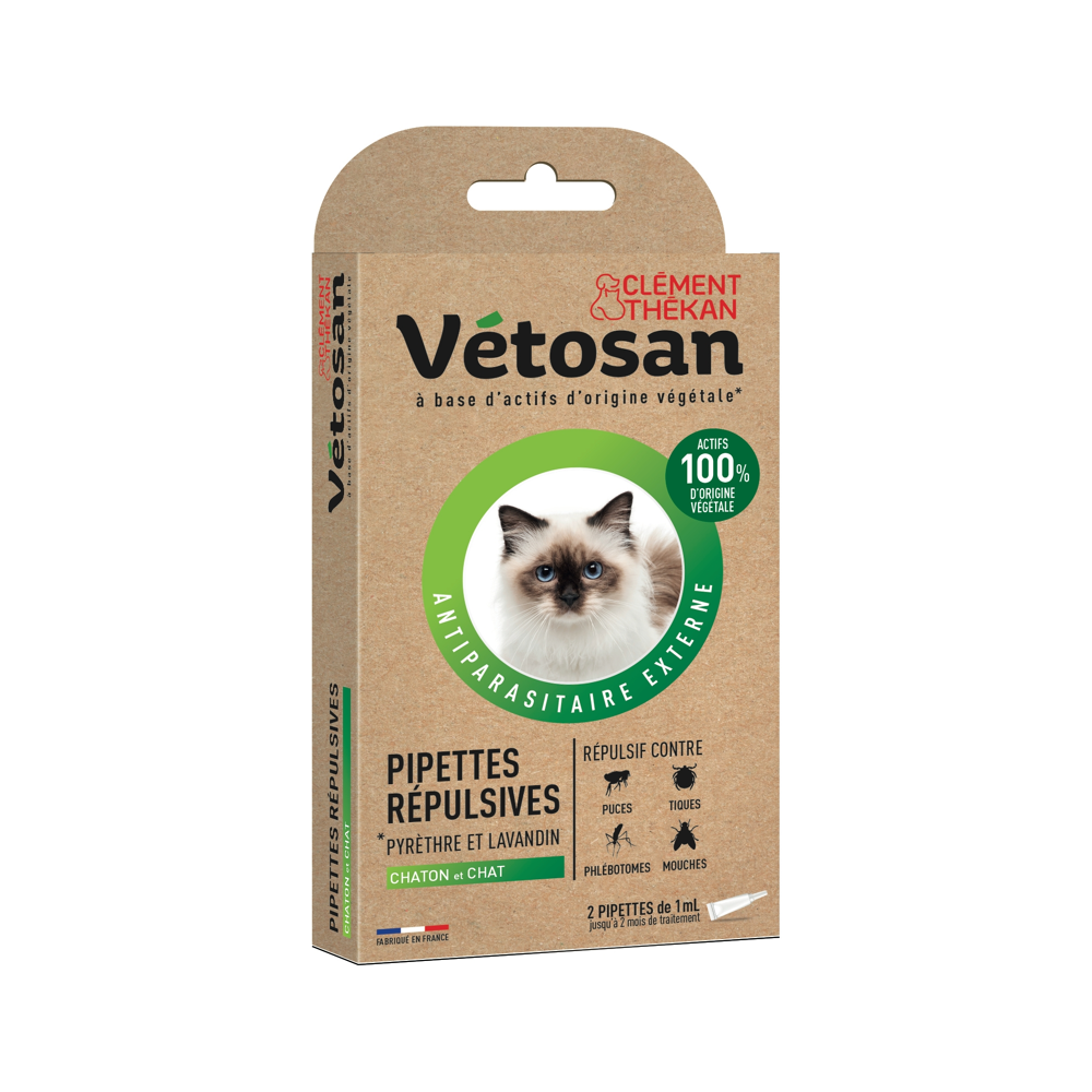 Anti-Puces Anti-Tiques Chat et Chaton 2 Pipettes