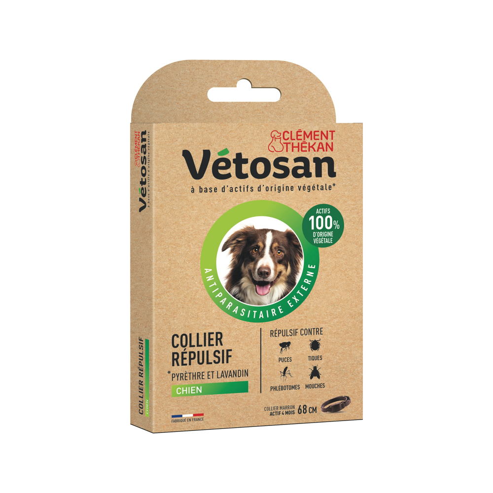 Collier Répulsif 68 cm Anti-Puces Anti-Tiques Chien
