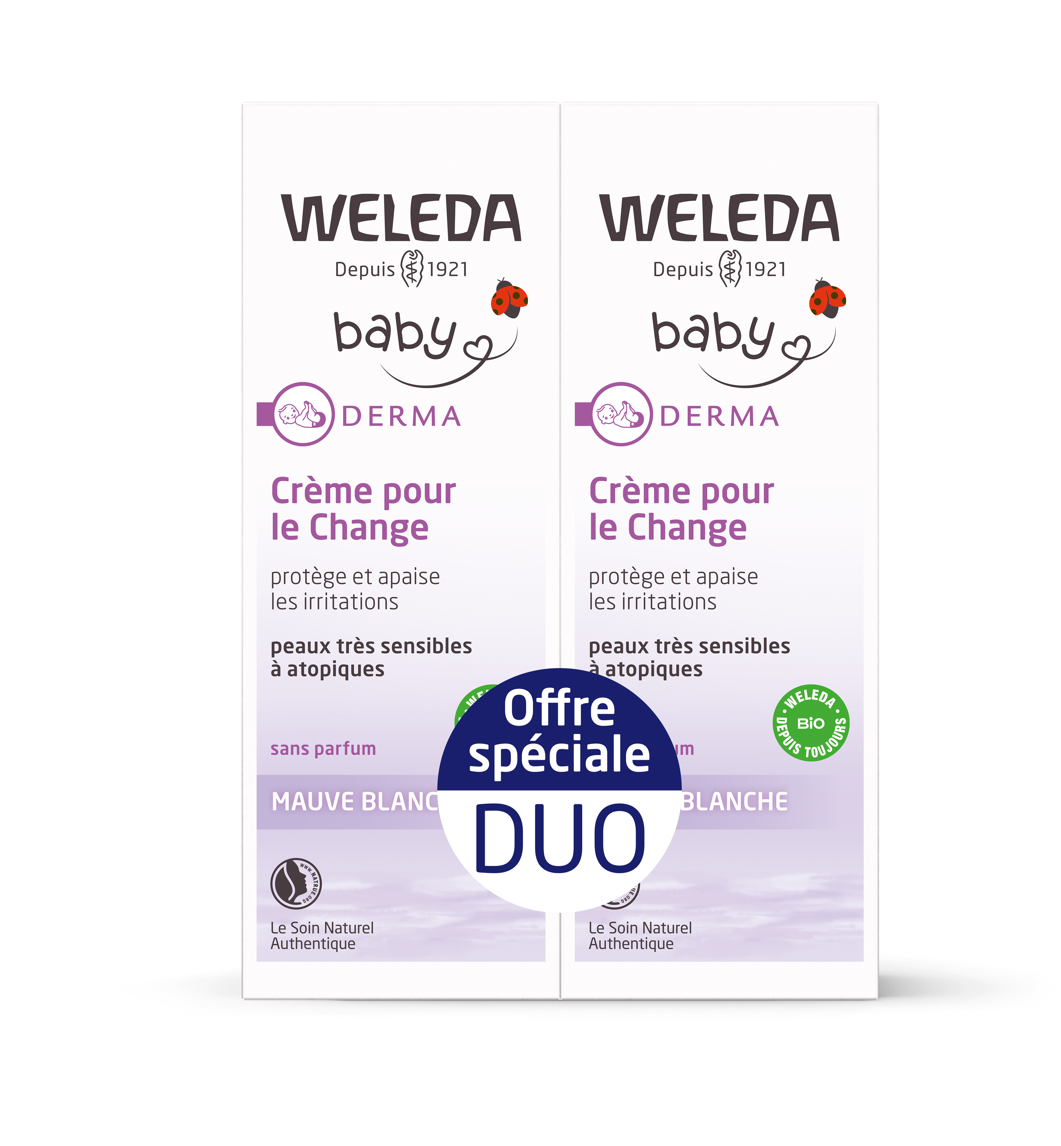Duo Crème pour le change Mauve Blanche - 2 x 50 ml
