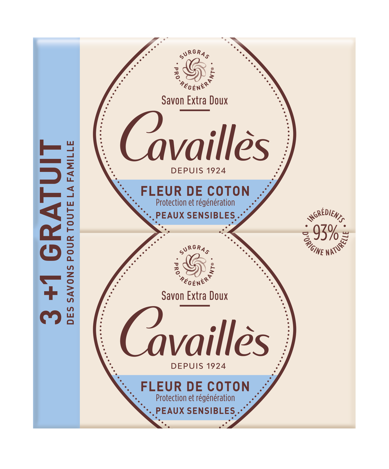 Savon surgras extra-doux fleur de coton 3x250g
