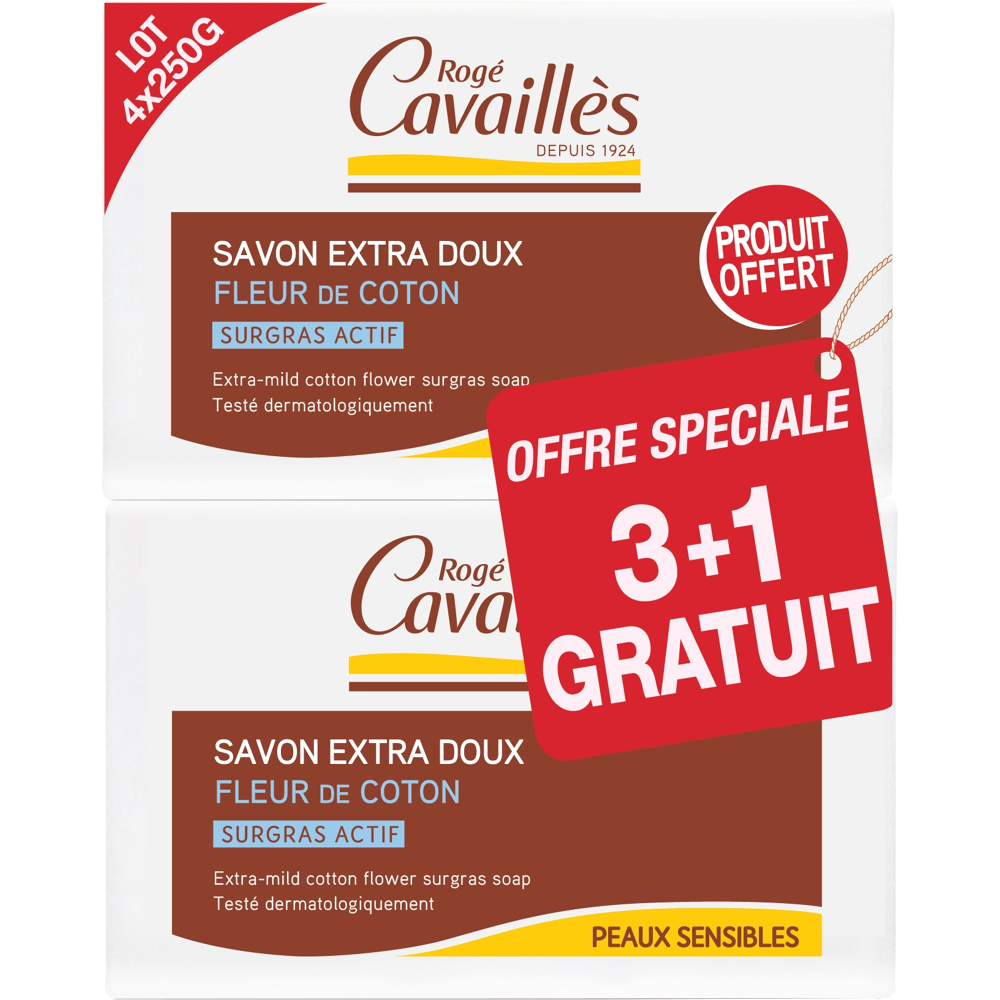 Savon surgras extra-doux fleur de coton 3x250g