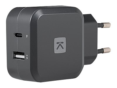 Chargeur mural gris 2 USB (2,4A + 3A) + câble USB C/USB C gris - Sélection d’Experts - Linkster