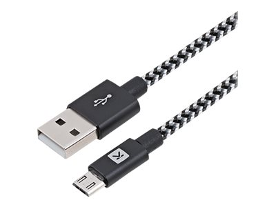 Câble USB/micro USB noir et blanc nylon tressé - 2 m - Sélection d’Experts - Linkster