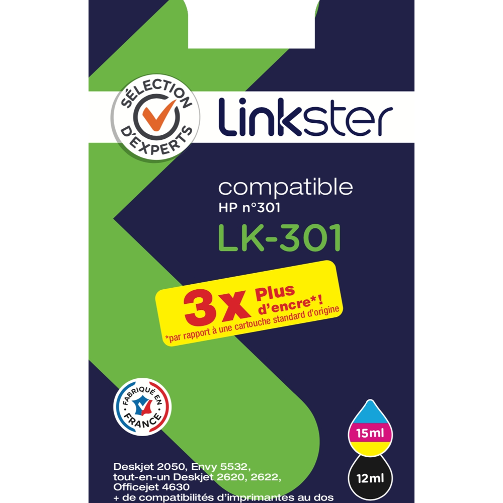 Cartouche d'encre Sélection d'Experts Linkster LK301 Noir + 3 couleurs