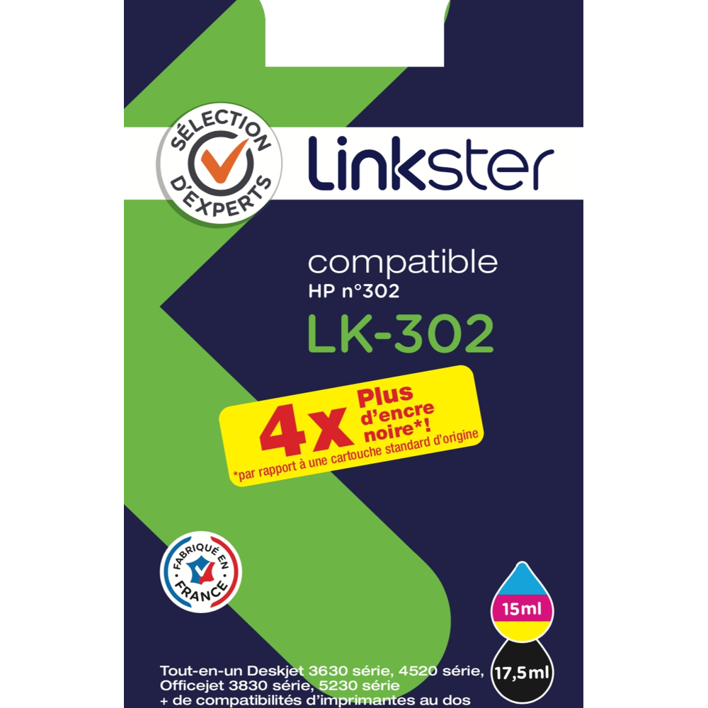 Cartouche d'encre Sélection d'Experts Linkster LK-302 Noir + 3 couleurs