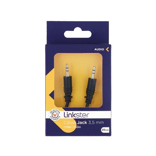 Câble jack 3,5mm mâle/mâle - 0,2m - Sélection d’Experts - Linkster