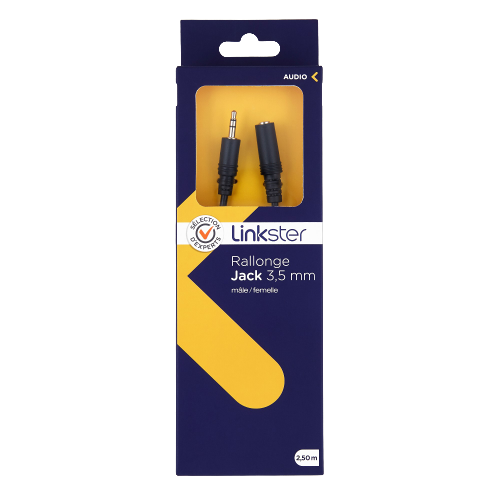 Rallonge jack 3,5mm mâle/femelle - 2,5m - Sélection d’Experts - Linkster